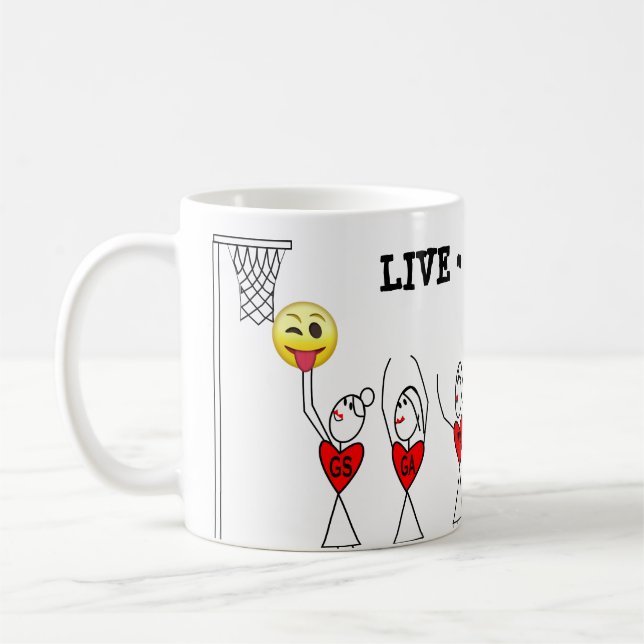 Rolig stick figurspelareNetball Kaffemugg (Vänster)