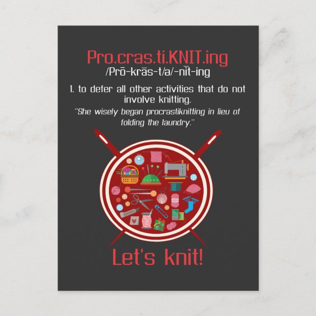 Rolig Stickande Hustru Låter Sticka Hantverkare Vykort (Framsida)