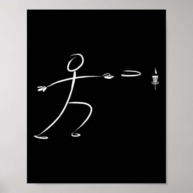 Rolig Stickman Discgolfspelare Kastar Discgolf Poster (Framsidan)