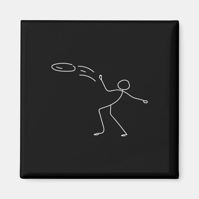 Rolig Stickman Discgolfspelare Sportälskare Vinta Magnet (Framsidan)