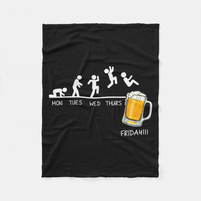 Rolig Stickman Hoppar Öl Dagar Av Vecka Fredag Dr Fleecefilt (Framsidan)