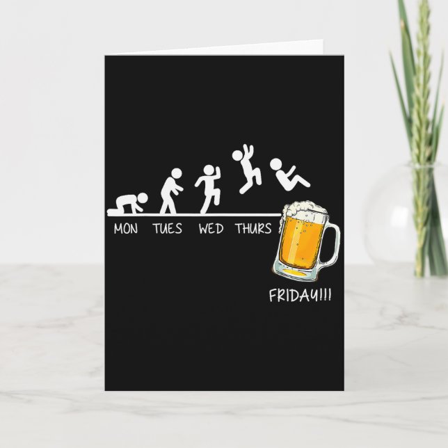 Rolig Stickman Hoppar Öl Dagar Av Vecka Fredag Dr Kort (Framsida)