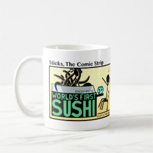 Rolig Stickman världs första mugg för Sushi