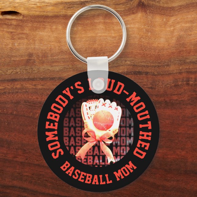 Rolig Stilfull HÖGLJUDD BASEBALL-MAMMA Nyckelring (Framsida)