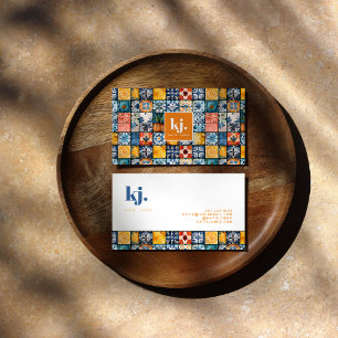 Rolig Stilfull Sommar Patchwork Monogram Visitkort