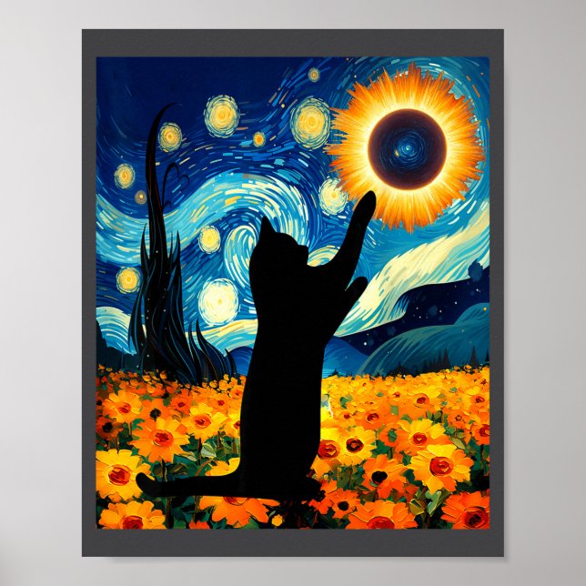 Rolig stjärnig natt total solförmörkelse poster (Framsidan)