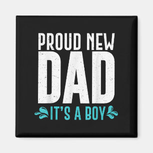 Rolig stolt ny pappa Det är en pojke present till Magnet