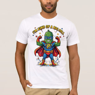 Rolig Stor Dill Gurka Superhjälte Serietidning Gra T Shirt