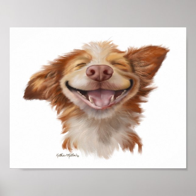 Rolig stor grinande hund tecknad serie poster (Framsidan)
