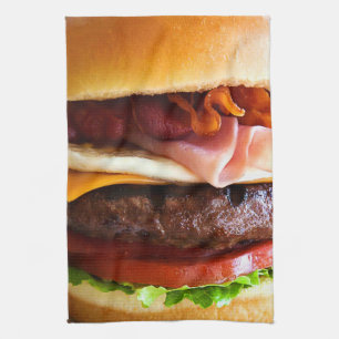 Rolig stor hamburgare kökshandduk