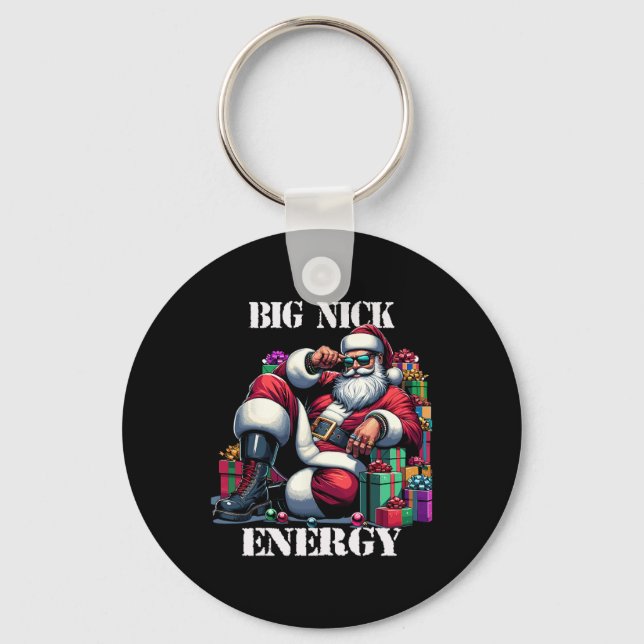 Rolig Stor Nick Energi Rolig Tomte Jul Nyckelring (Framsida)