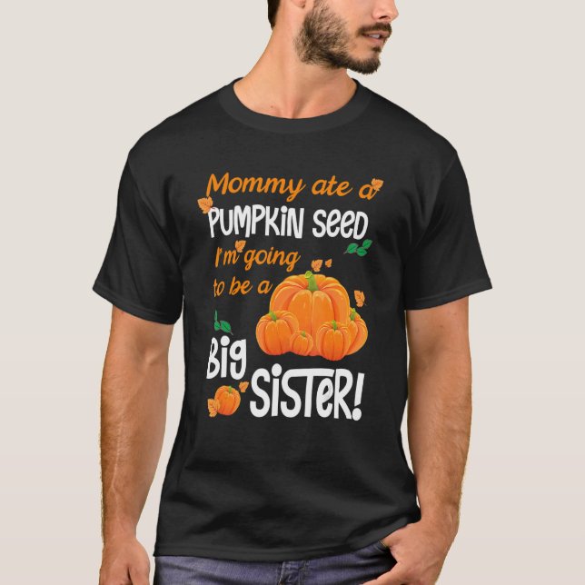 Rolig Storasyster Höst Graviditet Annonsering T Shirt (Framsida)