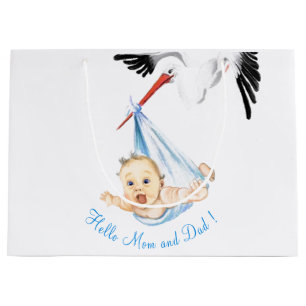 Rolig Stork som bär Babypresentpåse - Anpassad tex
