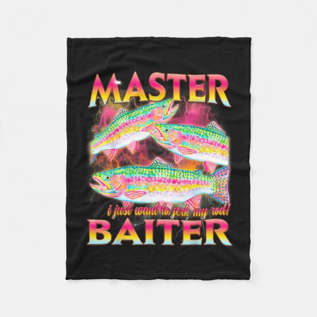 Rolig stötande fiskememe-grafik för master-baiter fleecefilt (Framsidan)
