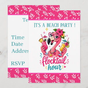 Rolig strand rosa flamingo Flocktail-fest Inbjudningar