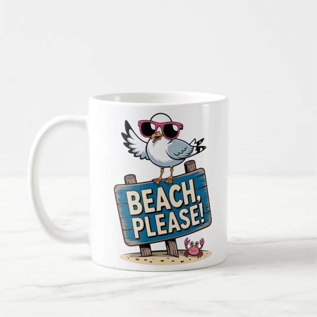 Rolig Strand Var Snälla Sassy Måsfågel Sarksatisk  Kaffemugg (Vänster)
