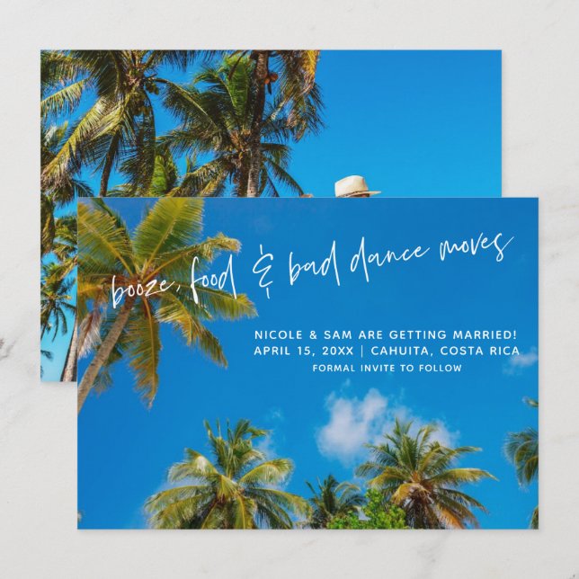 Rolig strandbröllopsfotografi Spara datumet (Fram/baksida)