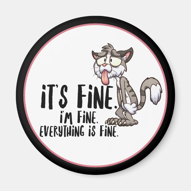 Rolig Stressad Ångest Katt  Magnet (Framsidan)