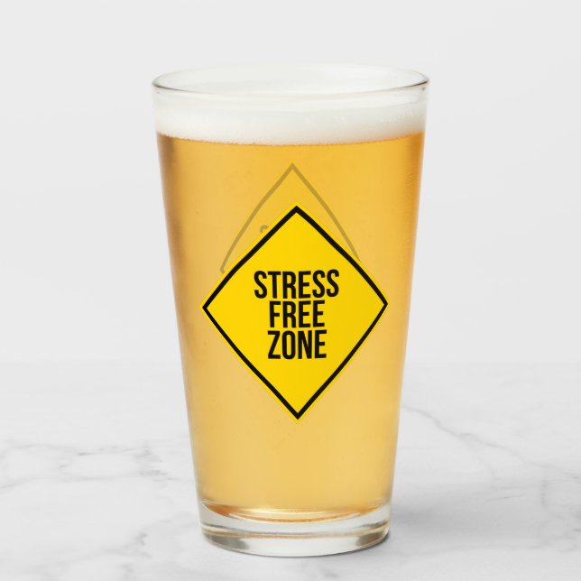 Rolig stressfri zon humor drickglas glaskopp (Framsida fylld)