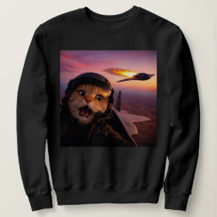 Rolig stridspilotkatt — Vintage ”Kattkrig” Meme T Shirt