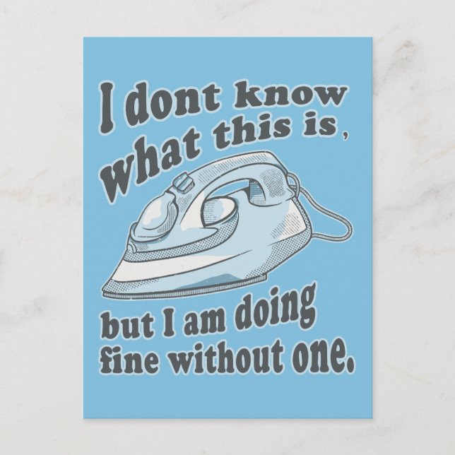 Rolig strykdesign Jag hatar att stryka Vykort (Framsida)