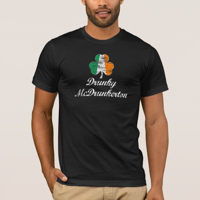 Rolig Sts Patrick dagDrunky McDrunkerton skjorta T-shirt (Framsida)