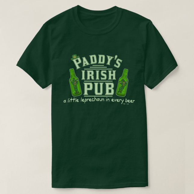 Rolig Sts Patrick Pub för trollirländare Tee (Design framsida)