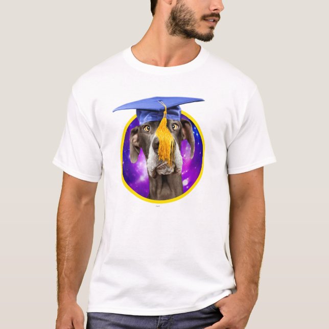 Rolig studentenhund som ha på sig hatten tee shirt (Framsida)