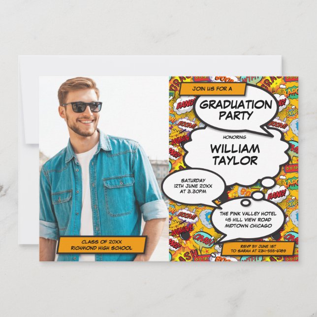 Rolig studentfest Klass 2022 Studentfoto Inbjudningar (Framsida)