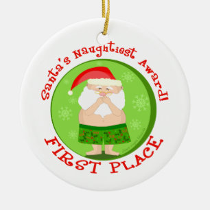 Rolig stygg Santa julprydnad Julgransprydnad Keramik