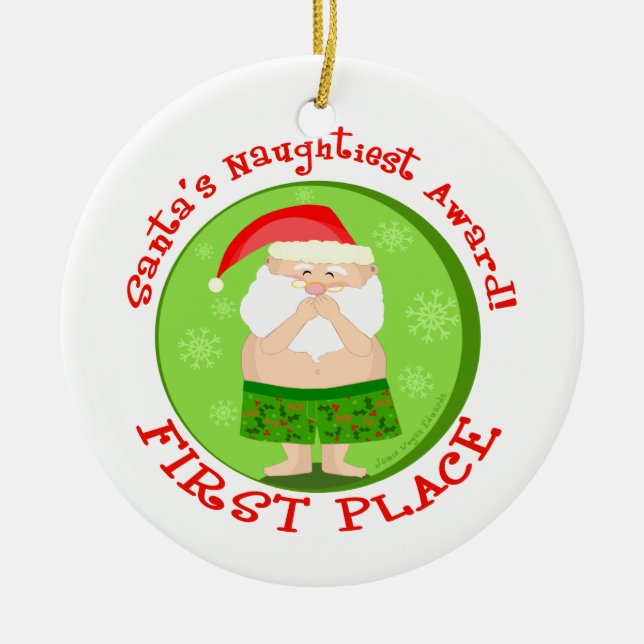 Rolig stygg Santa julprydnad Julgransprydnad Keramik (Framsidan)