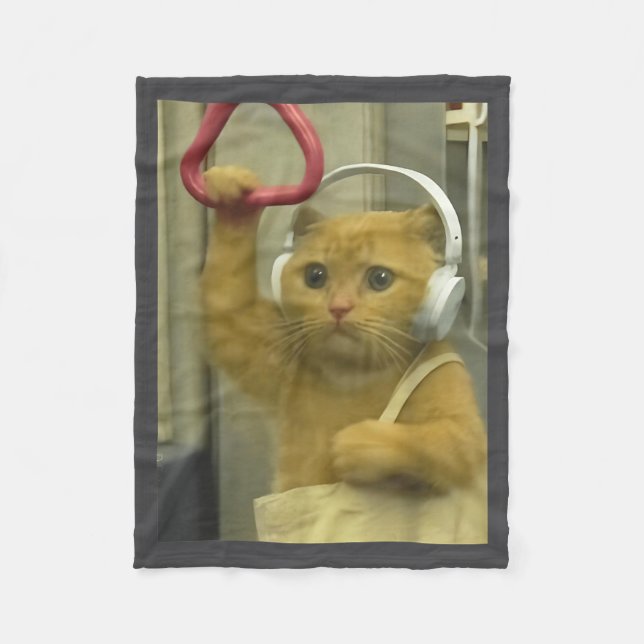 Rolig Subway Katt Meme Stud Brainrot Katter Humor  Fleecefilt (Framsidan)