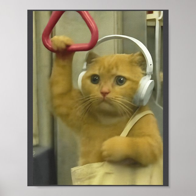 Rolig Subway Katt Meme Stud Hjärnrot Katter Humor  Poster (Framsidan)