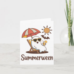 Rolig Summerween Söt Skräcklig Sommar Spöke Hallow Kort