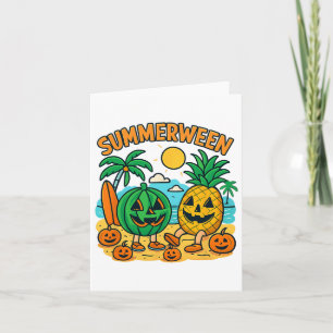 Rolig Summerween Söt Vattenmelon Och Pineapple Bea Kort