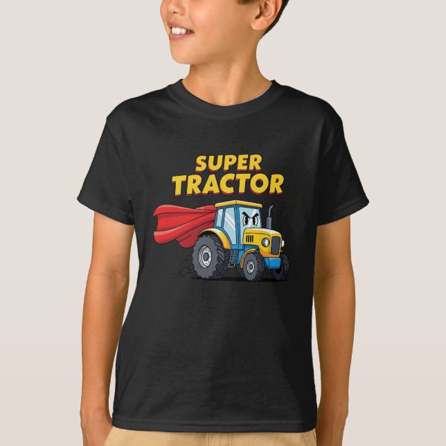 Rolig superhjälte traktor  t shirt (Framsida)