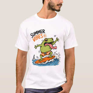 Rolig Surfande Groda Sommar Vibes T-Shirt