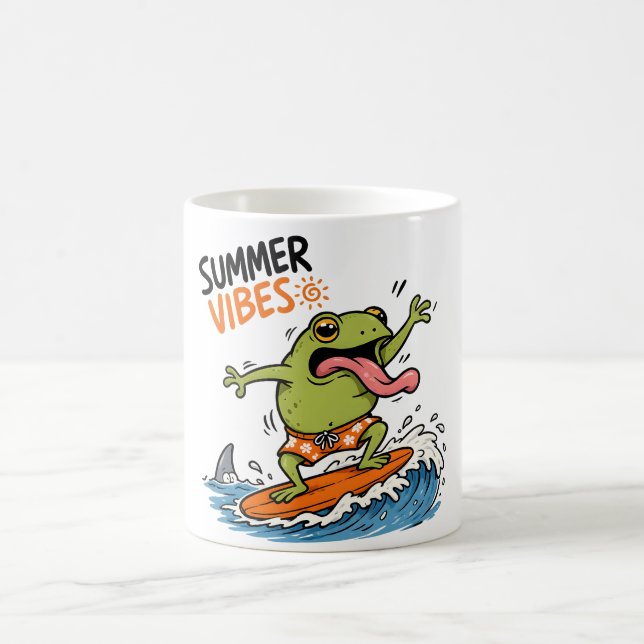 Rolig Surfande Groda Sommar Vibes T-Shirt Kaffemugg (Center)