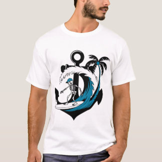 Rolig Surfande Skelett Strand Vibe Sommar Surf T-s T Shirt