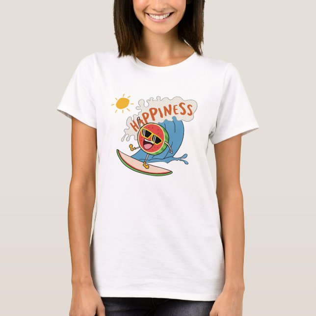 Rolig Surfande Vattenmelon T-shirt – Känslan Av Ly (Framsida)
