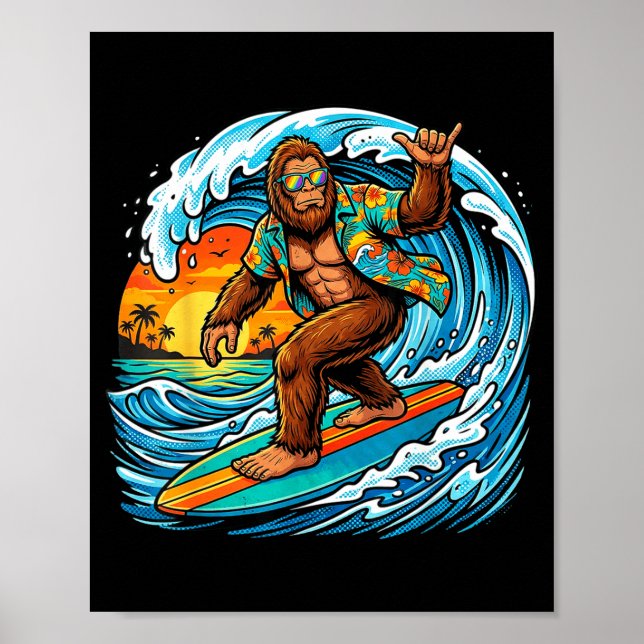 Rolig surfning hawaii sommar strand surf våg poster (Framsidan)