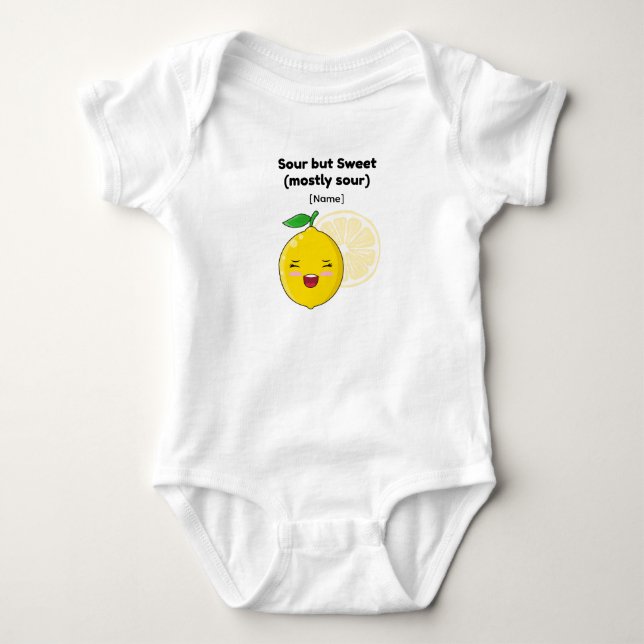Rolig "Surt men Sött" Citron Baby Tröja (Framsida)