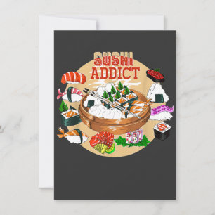 Rolig Sushi-Addict Asienskt Matälskare Present Sus Inbjudningar
