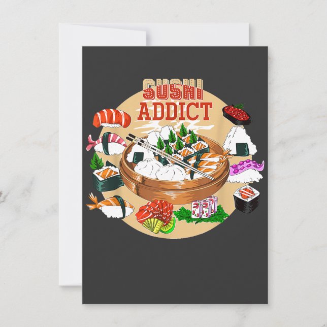 Rolig Sushi-Addict Asienskt Matälskare Present Sus Inbjudningar (Framsida)