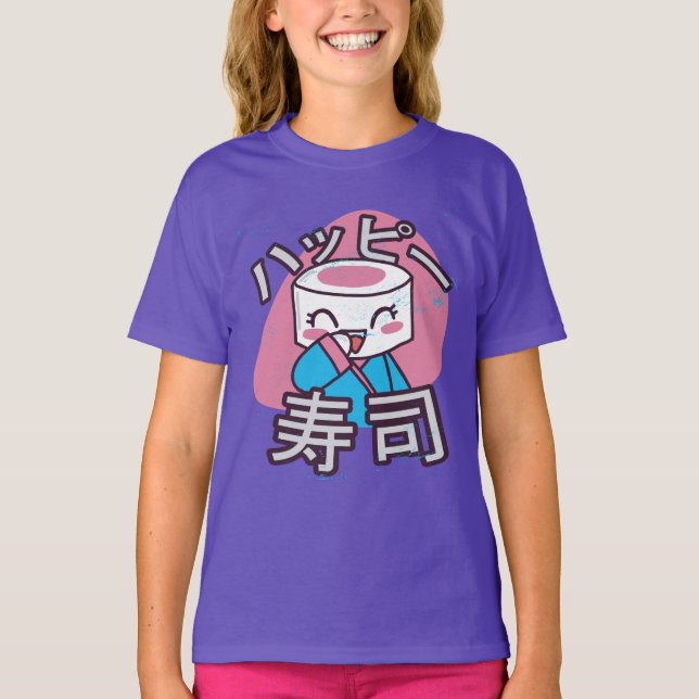 Rolig Sushi Mästare Tecknad Design T Shirt (Framsida)