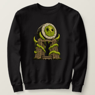 Rolig Sushi Monster Kaiju Urban Attack Design Lång Ärmad Tröja