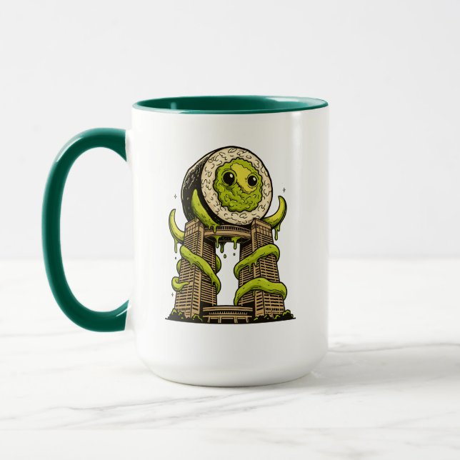 Rolig Sushi Monster Kaiju Urban Attack Design Mugg (Vänster)