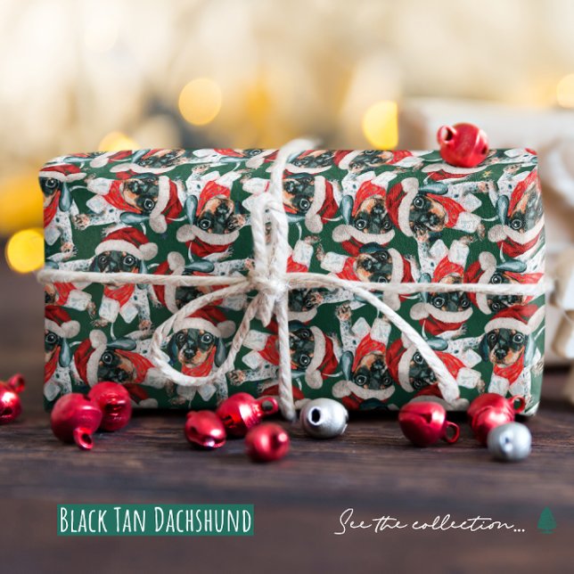 Rolig svart brun Dachshund-valp julmönster Presentpapper (Skapare uppladdad)