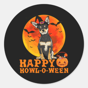 Rolig svart chihuahua hund Halloween Glad Runt Klistermärke