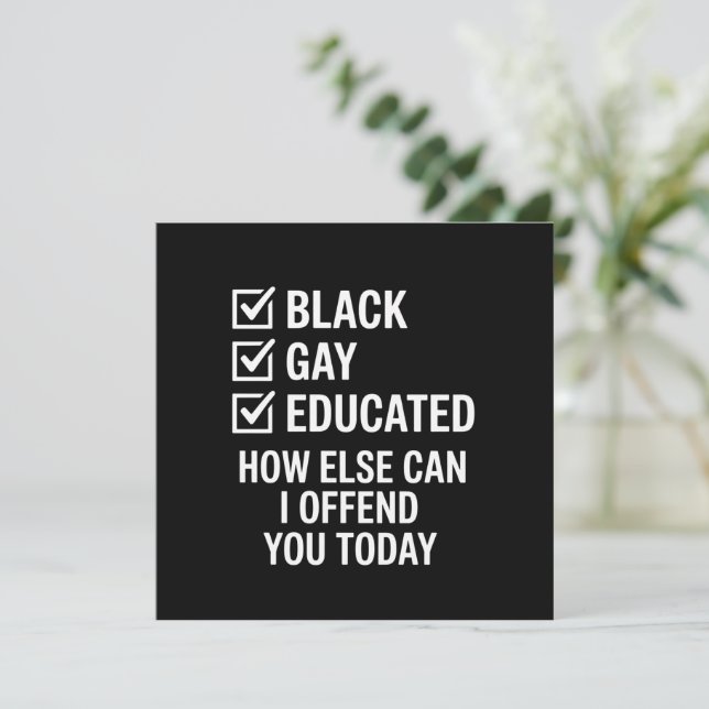 Rolig svart gay-pr Pride-stöd HBTQ-rättigheter Inbjudningar (Stående Fram)